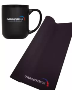 The Overclockers UK Mega Mat 3XL mouse mat and the Overclockers UK Extreme Mug.