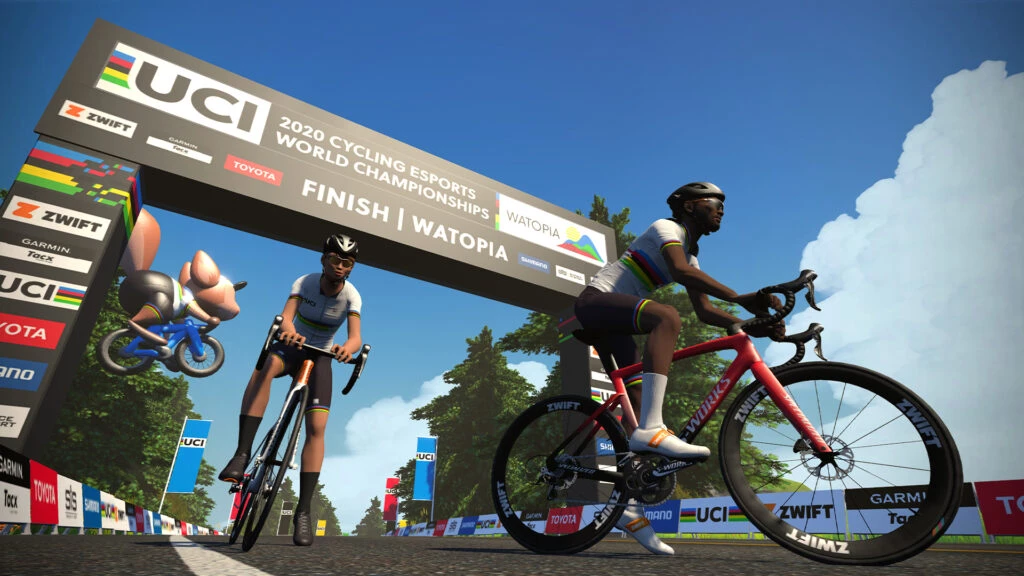 Zwift Watopia finish line